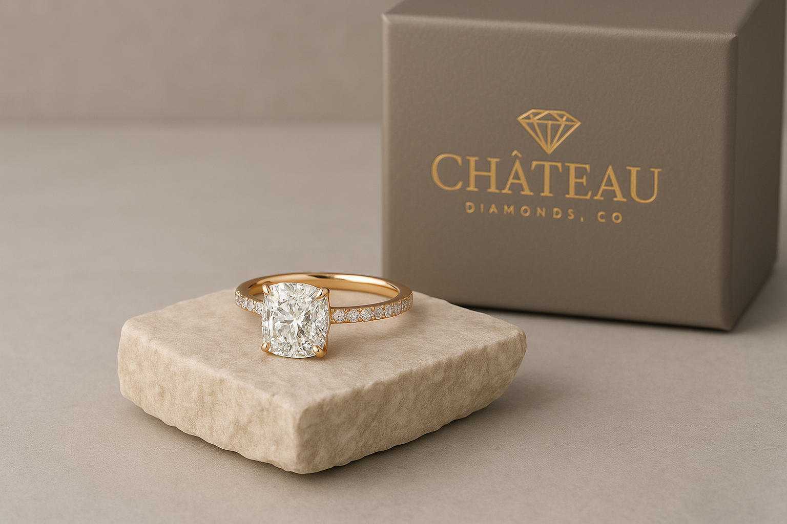 Enhanced Château Diamonds Solene Ring with Light Grey Box